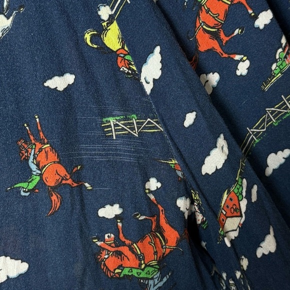HVN Western Rodeo Print Short Sleeve Button Up Tie Waist Ankle Crop Jumpsuit 12 - Picture 8 of 12